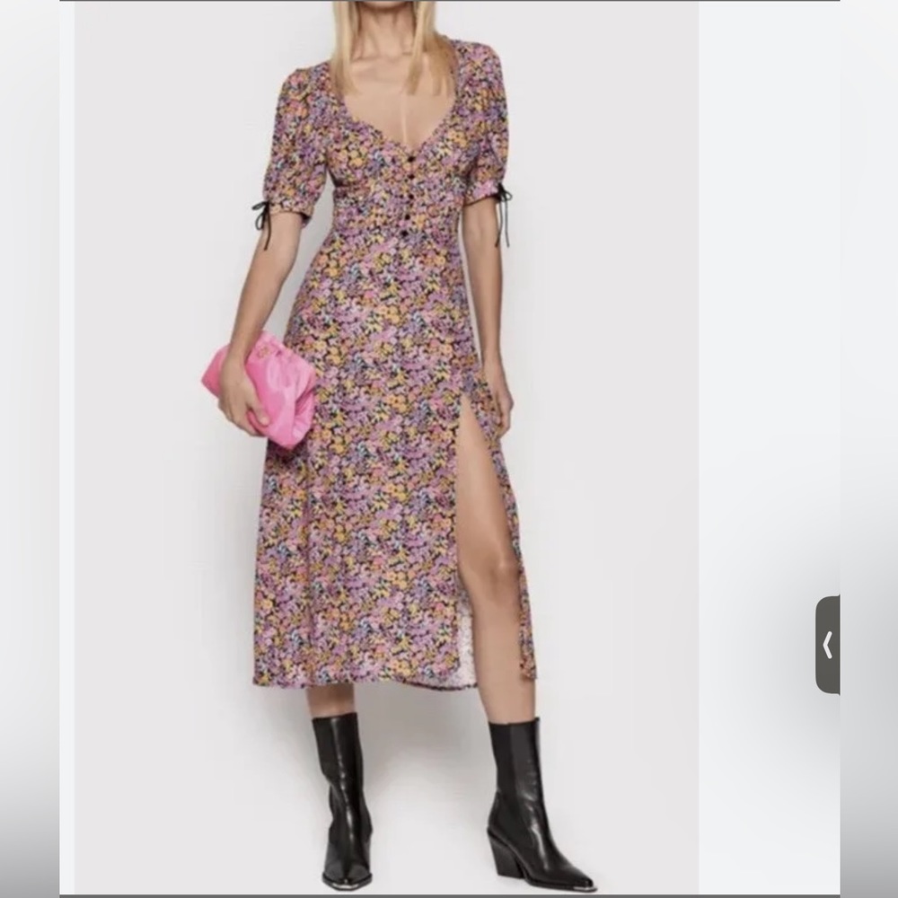 For Love And Lemons Maud Midi Dress In Pink Size XS